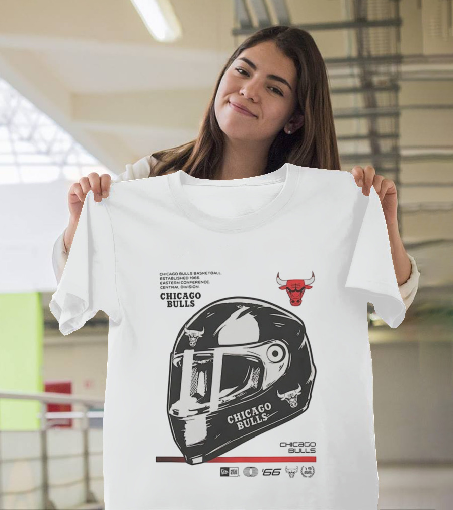 Chicago Bulls Basketball Est 1966 Eastern Conference Central Division Helmet T-Shirt