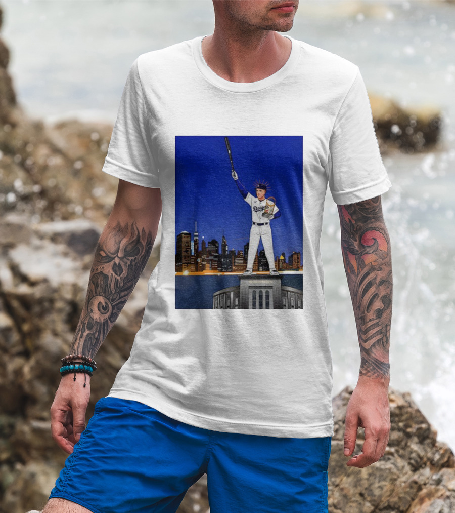 Freddie Freeman Dodgers Statue Of Liberty New York Skyline 2024 MVP T-Shirt