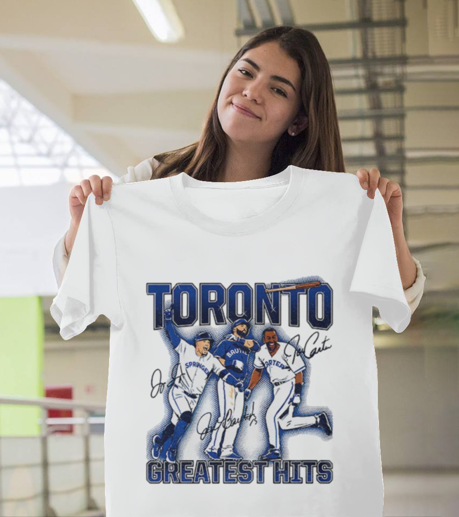 Toronto Blue Jays Joe Carter Jose Bautista George Springer Greatest Hits MLB Signatures T-Shirt