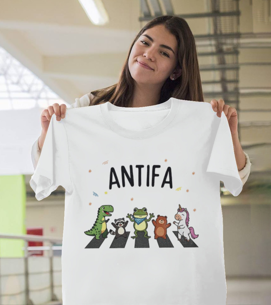 ANTIFA Portland Dancing Frog Dinosaur Raccoon Bear Unicorn T-Shirt