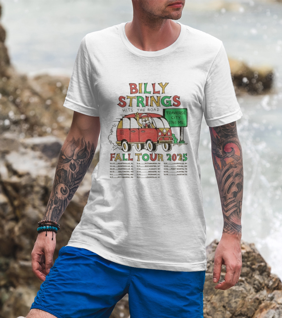 Billy Strings Hits The Road Fall Tour 2025 Traverse City Van 2765 MI T-Shirt
