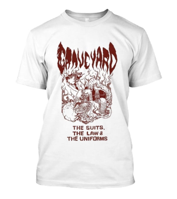 Graveyard The Suits The Law The Uniforms Goliath Skeleton Artwork T-Shirt