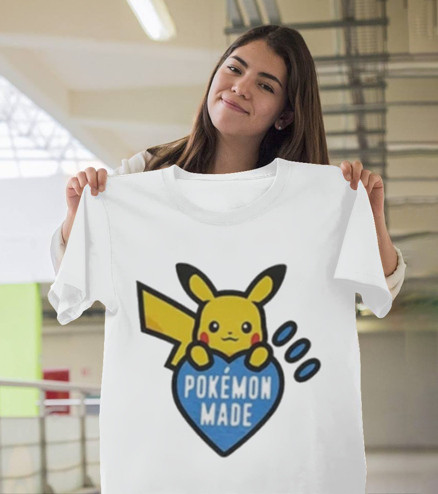 Pikachu Pokemon Made Heart Design T-Shirt