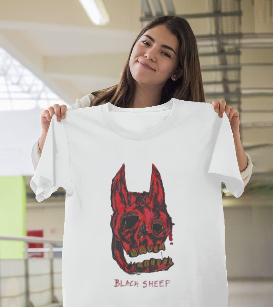 Caskey Black Sheep Skull Red Demon Mask T-Shirt