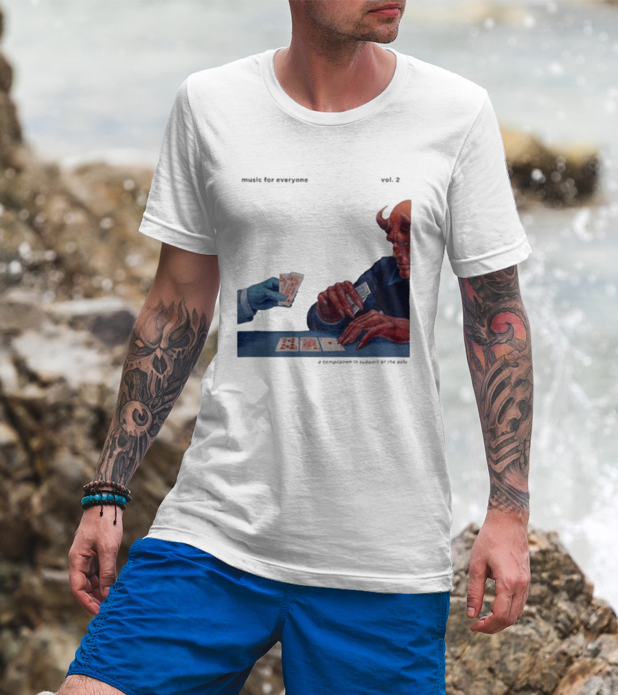 L.S. Dunes Music For Everyone Vol. 2 Satan Card Game Demon Illustration T-Shirt