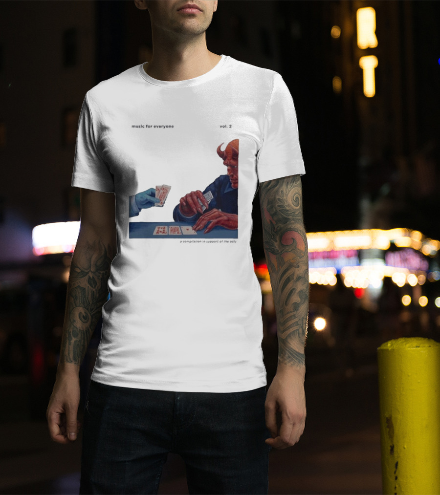 L.S. Dunes Music For Everyone Vol. 2 Satan Card Game Demon Illustration T-Shirt