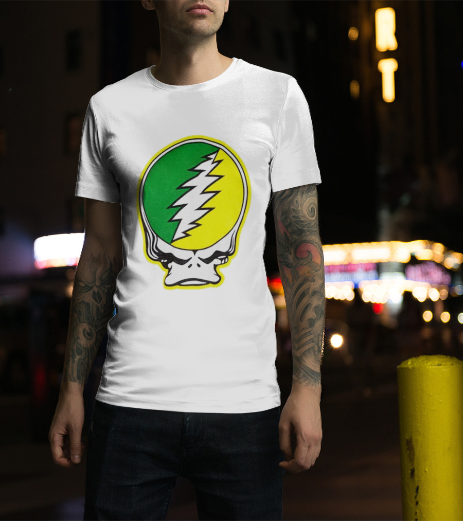 Grateful Ducks Grateful Dead Steal Your Face Green Yellow Bolt 26 T-Shirt