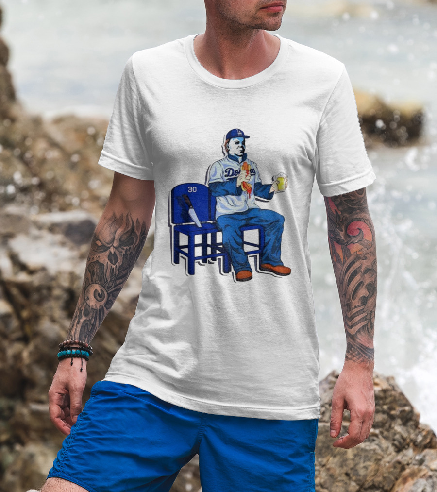 Michael Myers Dodgers Dave Roberts Hot Dog Beer MLB 2025 T-Shirt