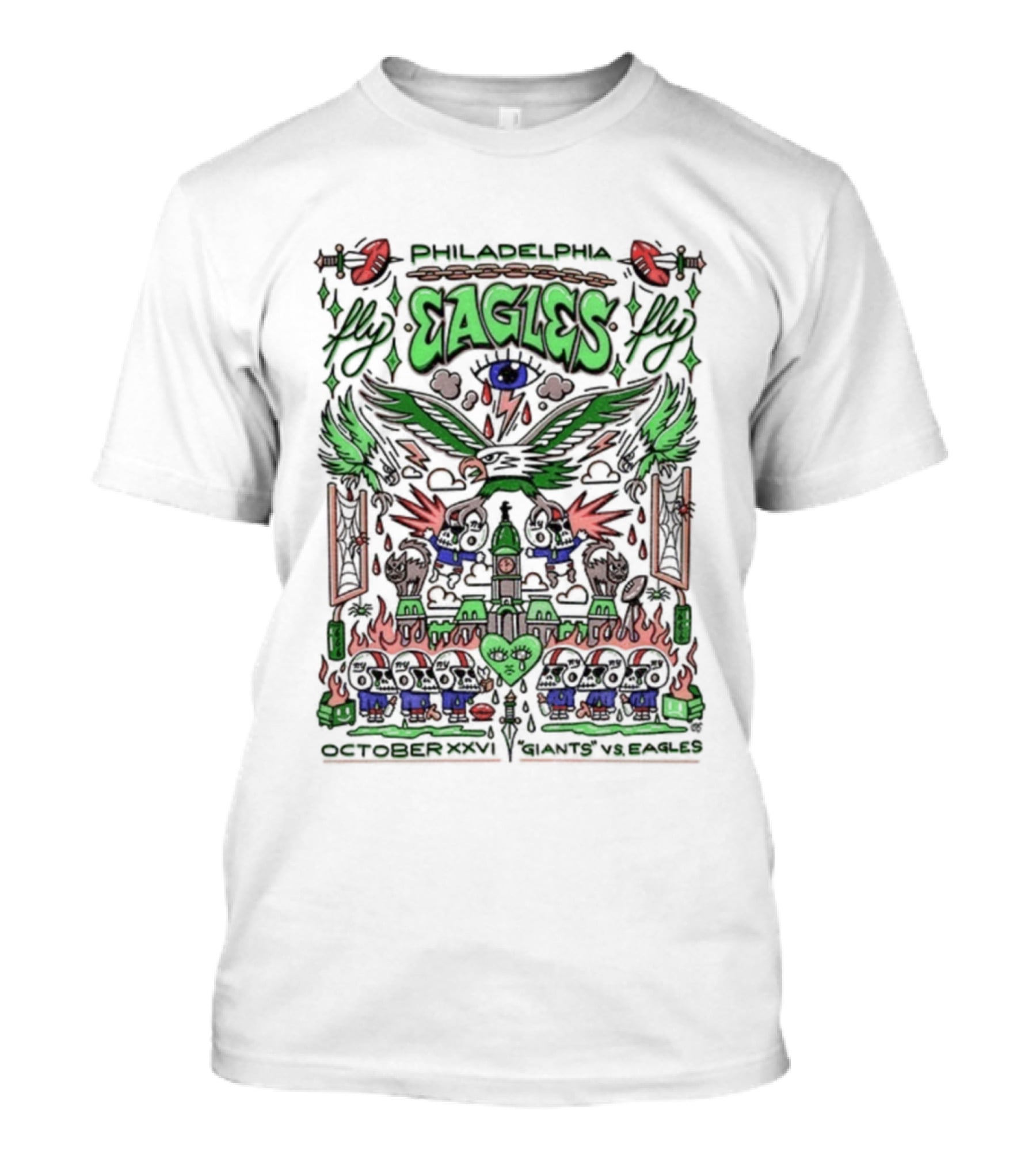 Philadelphia Eagles Fly October XXVI Giants Vs Eagles Victory Wings T-Shirt