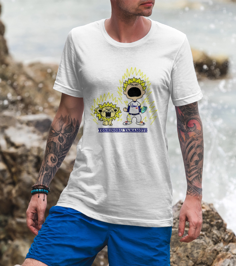Yoshinobu Yamamoto Charlie Brown Los Angeles Dodgers 18 MLB Super Saiyan Dragon Ball T-Shirt