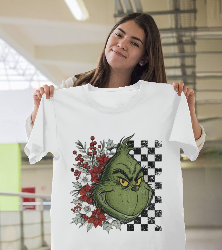 Grinch Floral Christmas Characters Merry Christmas 2025 Festive Design T-Shirt