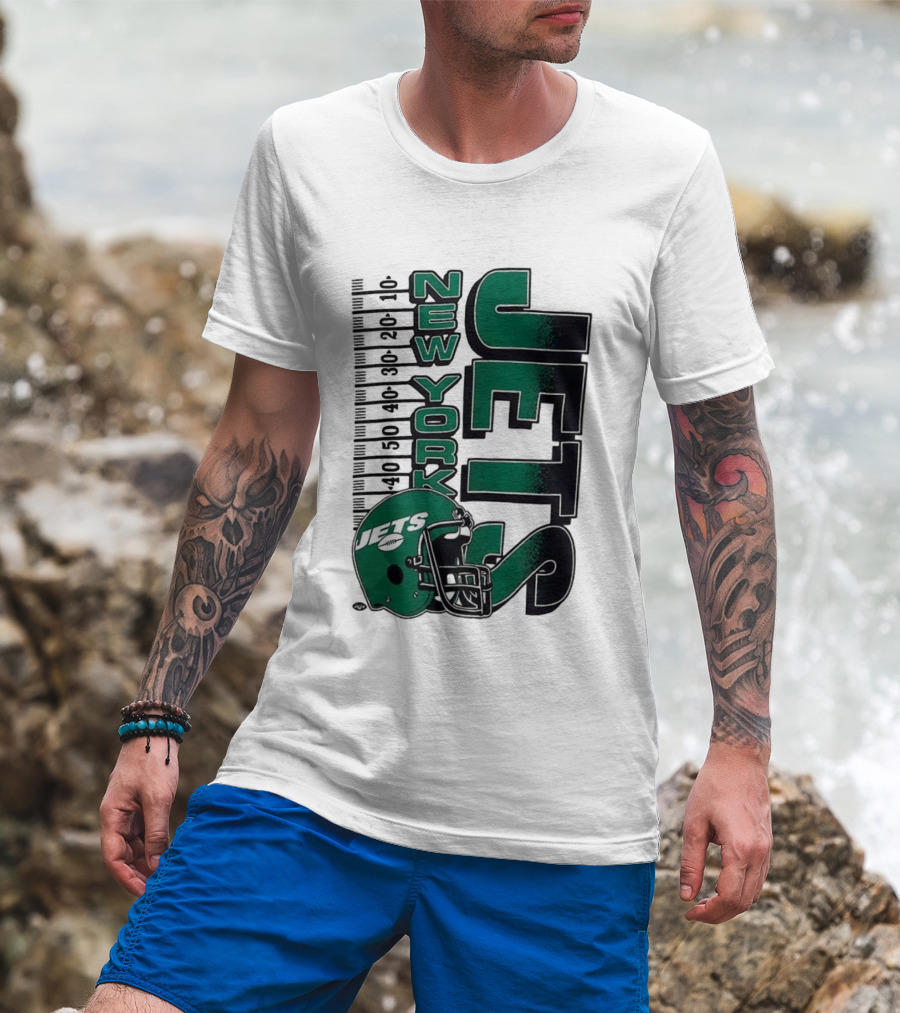 New York Jets NFL Yardage Helmet Vintage Retro 2025 T-Shirt