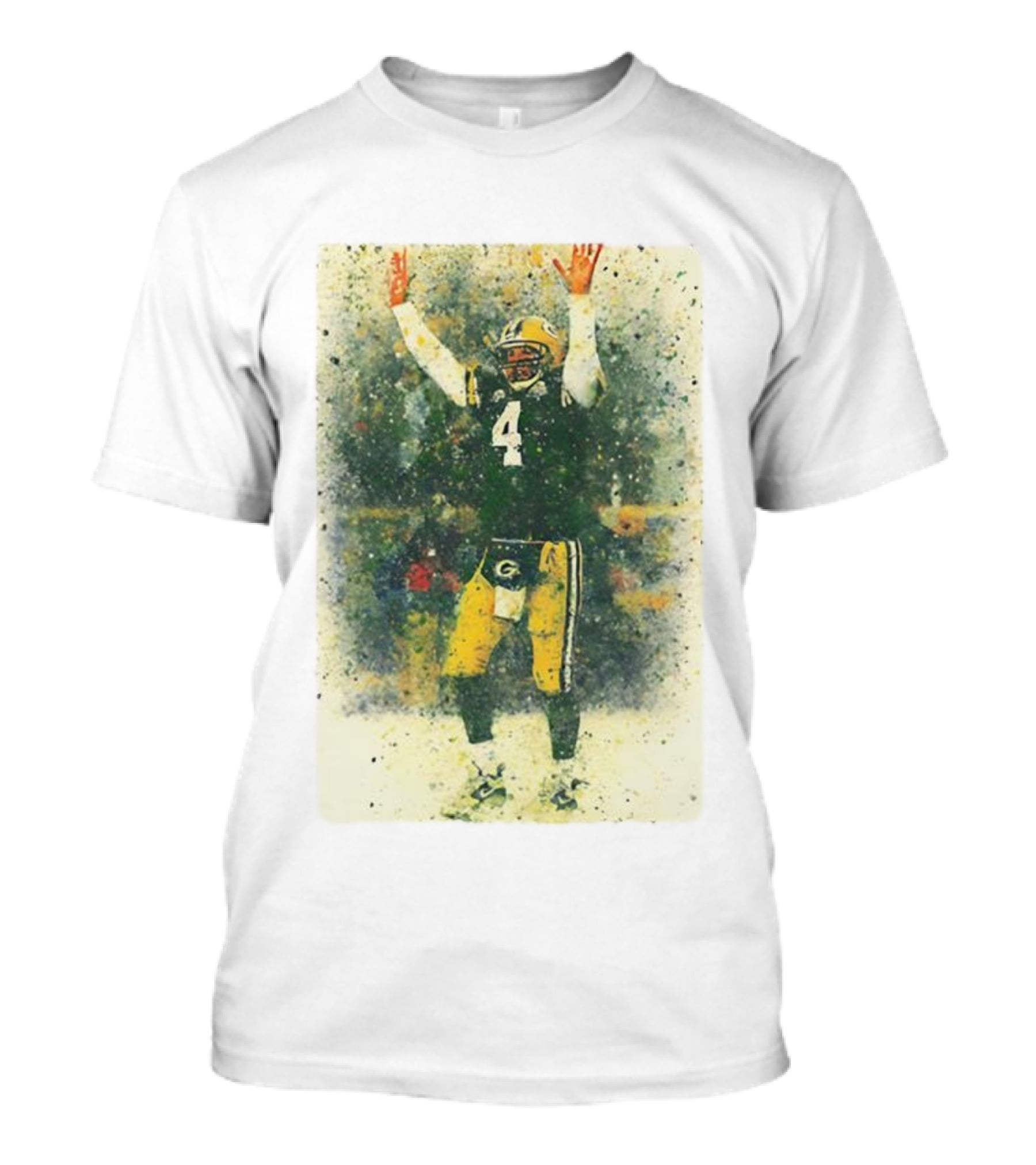 Brett Favre Green Bay Packers Celebratory Splash Number 4 T-Shirt