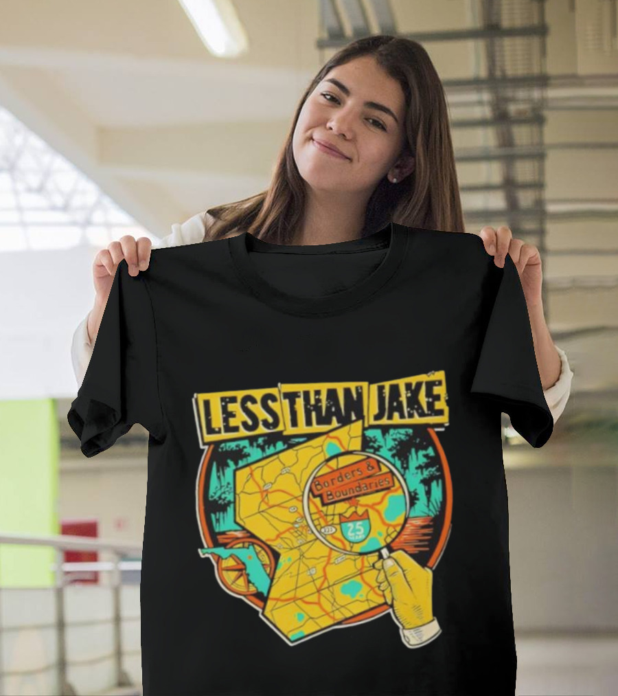 Less Than Jake Borders And Boundaries Anniversary Map Design T-Shirt