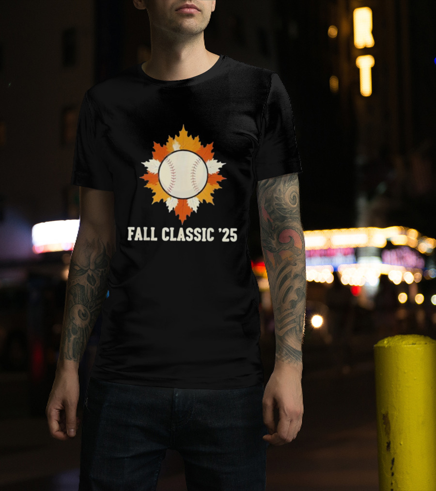 Fall Classic '25 Autumn Baseball Leaf Spirit T-Shirt