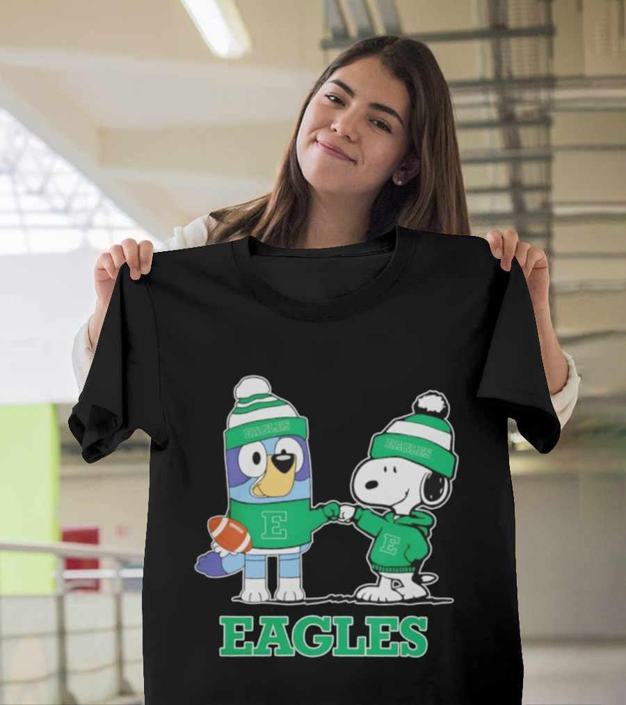 Snoopy Bluey Eastern Michigan Eagles Football Team Fan Apparel T-Shirt
