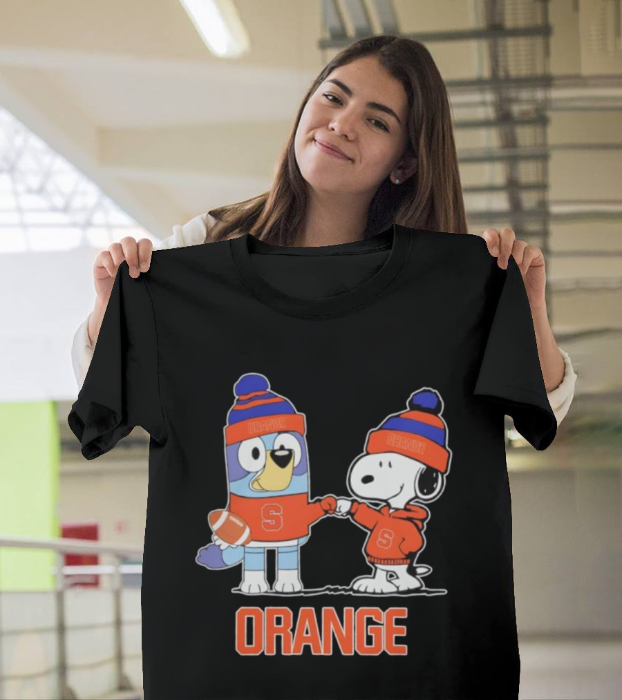 Snoopy Bluey Syracuse Orange Football Collaboration T-Shirt