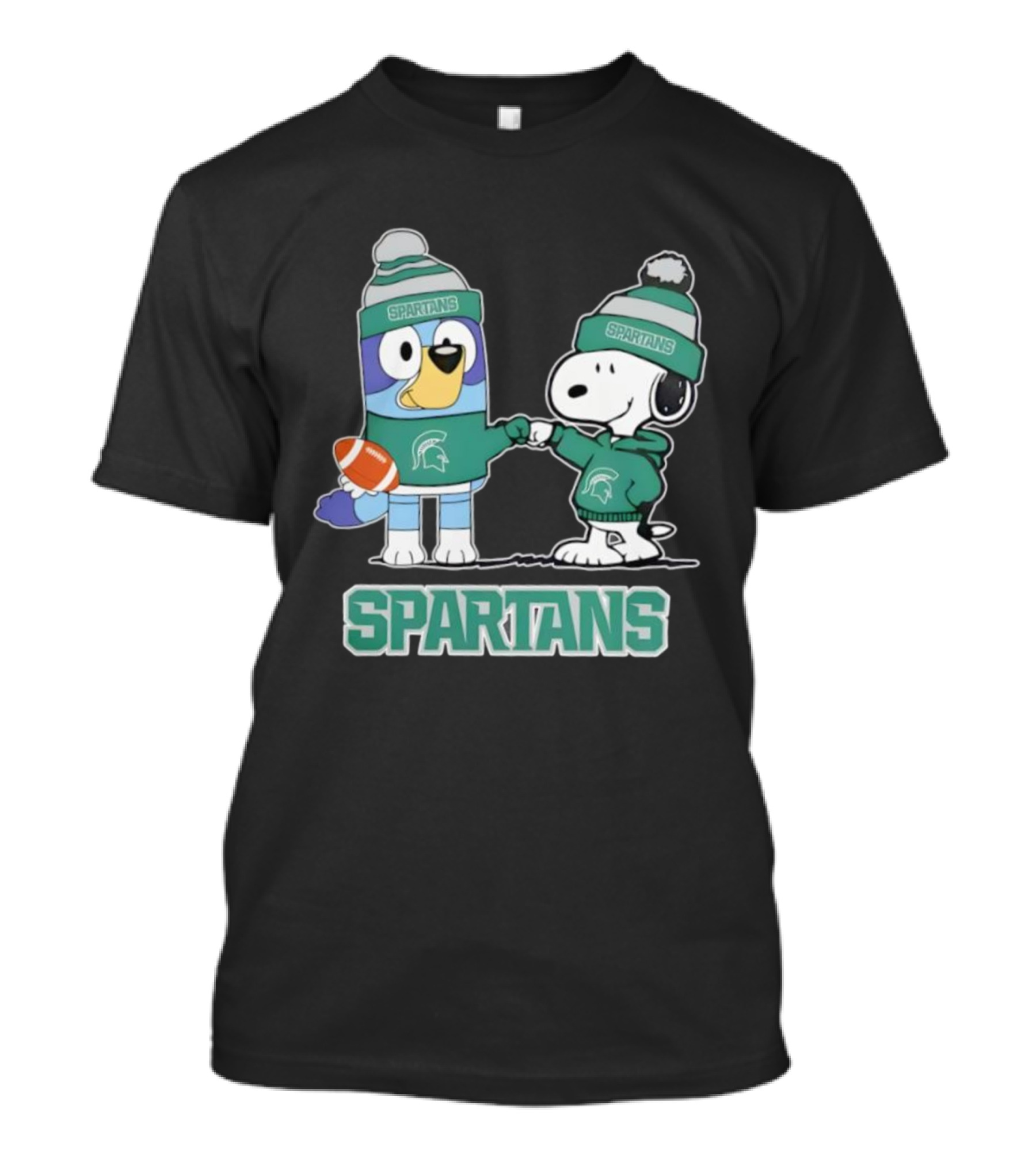 Snoopy And Bluey Fist Bump Michigan State Spartans Football T-Shirt
