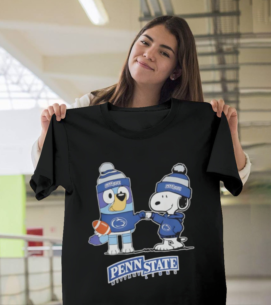 Snoopy Bluey Penn State Nittany Lions Football Collaboration T-Shirt