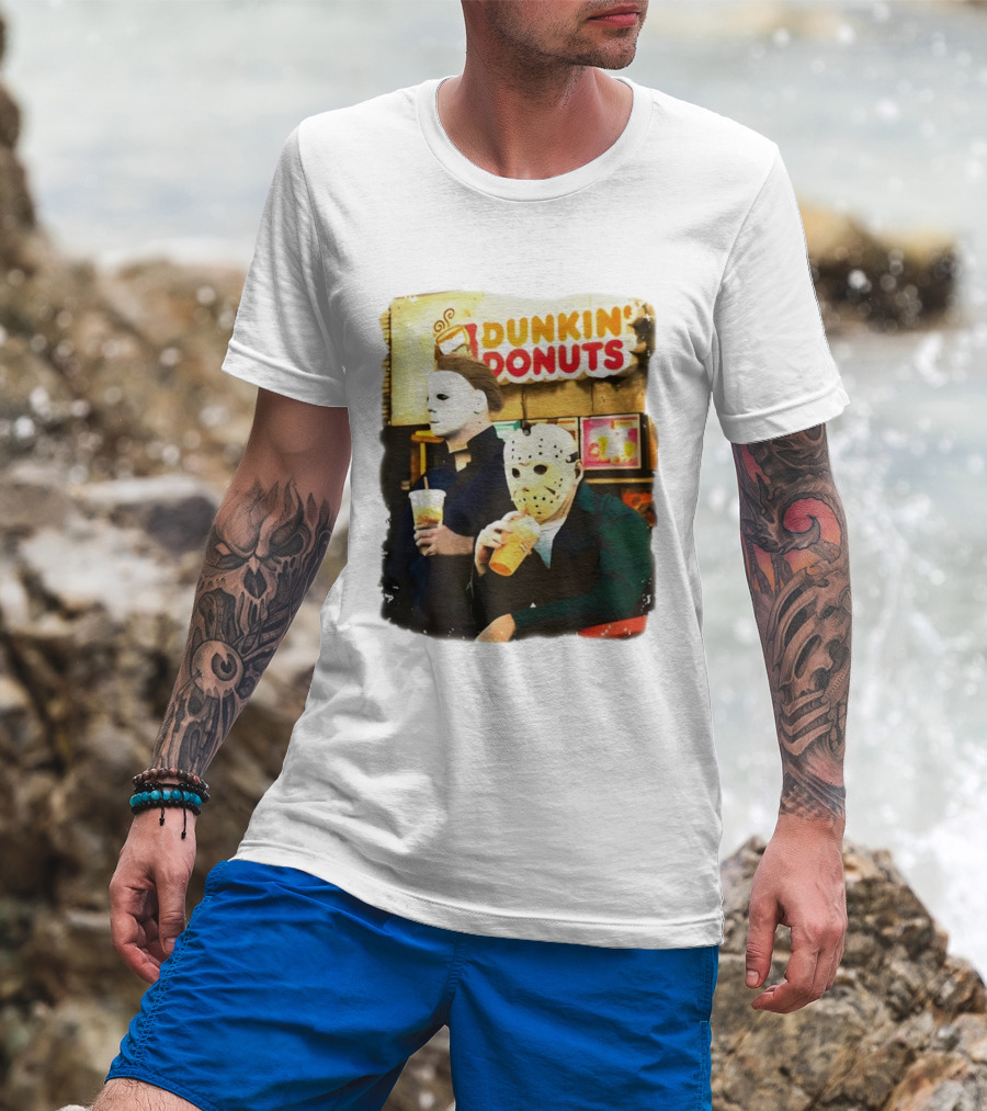 Dunkin Donuts Halloween Michael Jason Horror Movie Funny T-Shirt