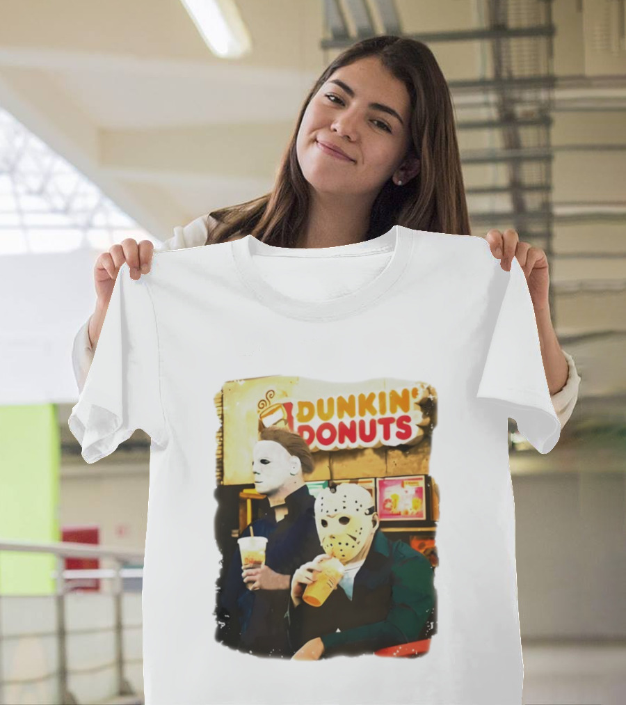 Dunkin Donuts Halloween Michael Jason Horror Movie Funny T-Shirt