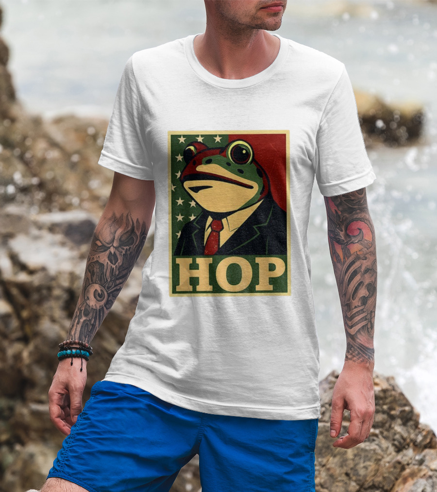 Frog HOP Portland Protest Anti ICE Anti Fascism American Flag T-Shirt