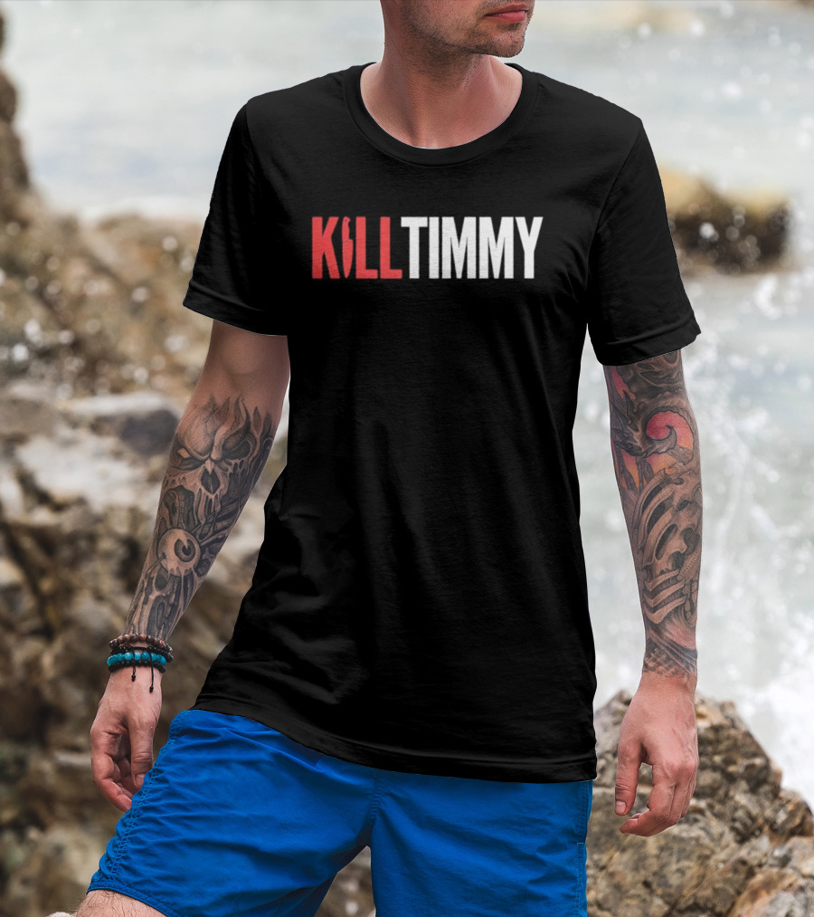 KILL TIMMY Knife Lettering Red White Contrast T-Shirt
