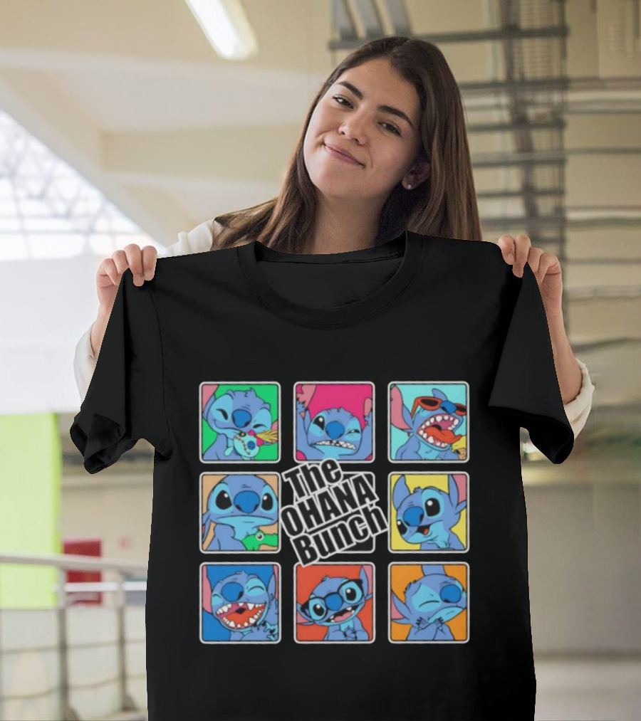 The OHANA Bunch Stitch Nine Panel Grid Colorful Expressions T-Shirt