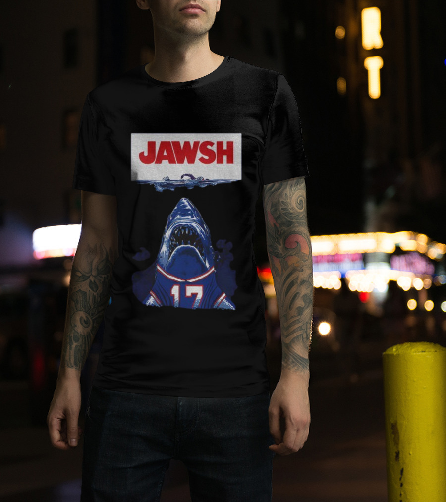 Buffalo Bills Josh Allen 17 Jawsh Jaws Pop Culture Mashup T-Shirt