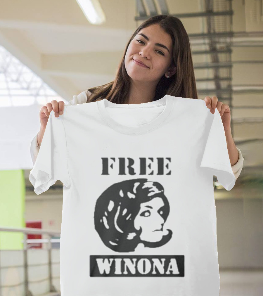 Free Winona Ryder Retro Stencil Style T-Shirt