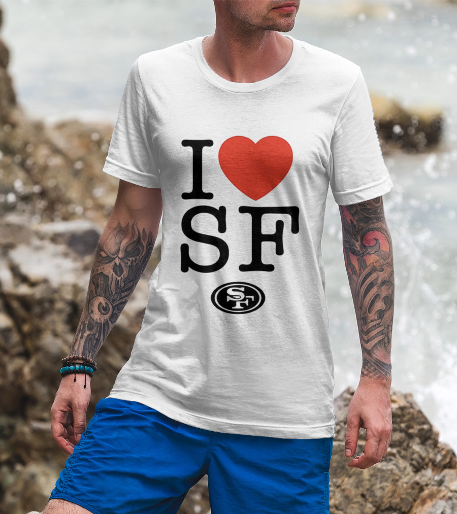 San Francisco 49ers I Love SF Heart Symbol Football Team Logo T-Shirt