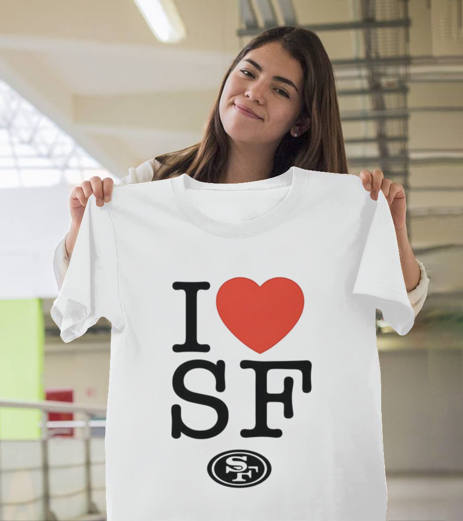 San Francisco 49ers I Love SF Heart Symbol Football Team Logo T-Shirt