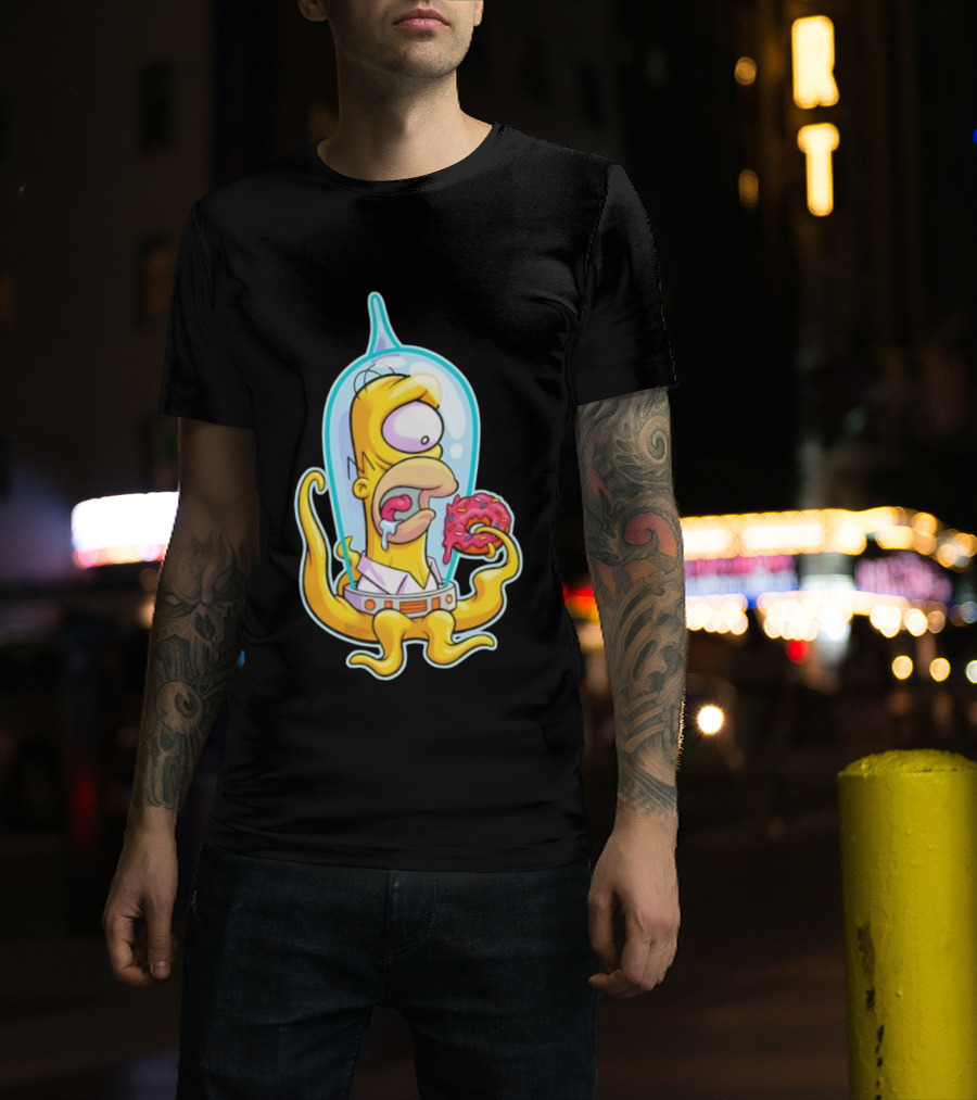 HO-MAR Simpsalien Homer Simpson BeastWreck Halloween Character Donut Space Alien T-Shirt