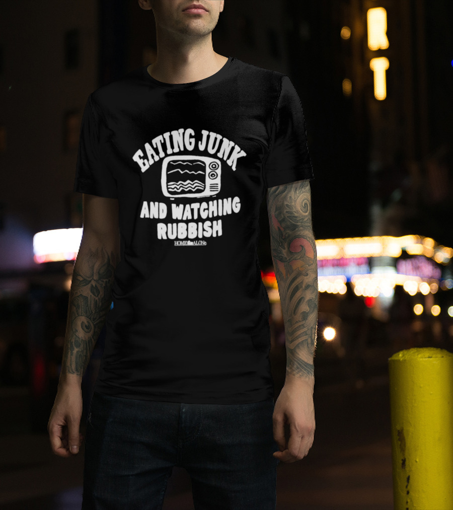 Home Alone Eating Junk Ing Rubbish TV Retro Humor T-Shirt