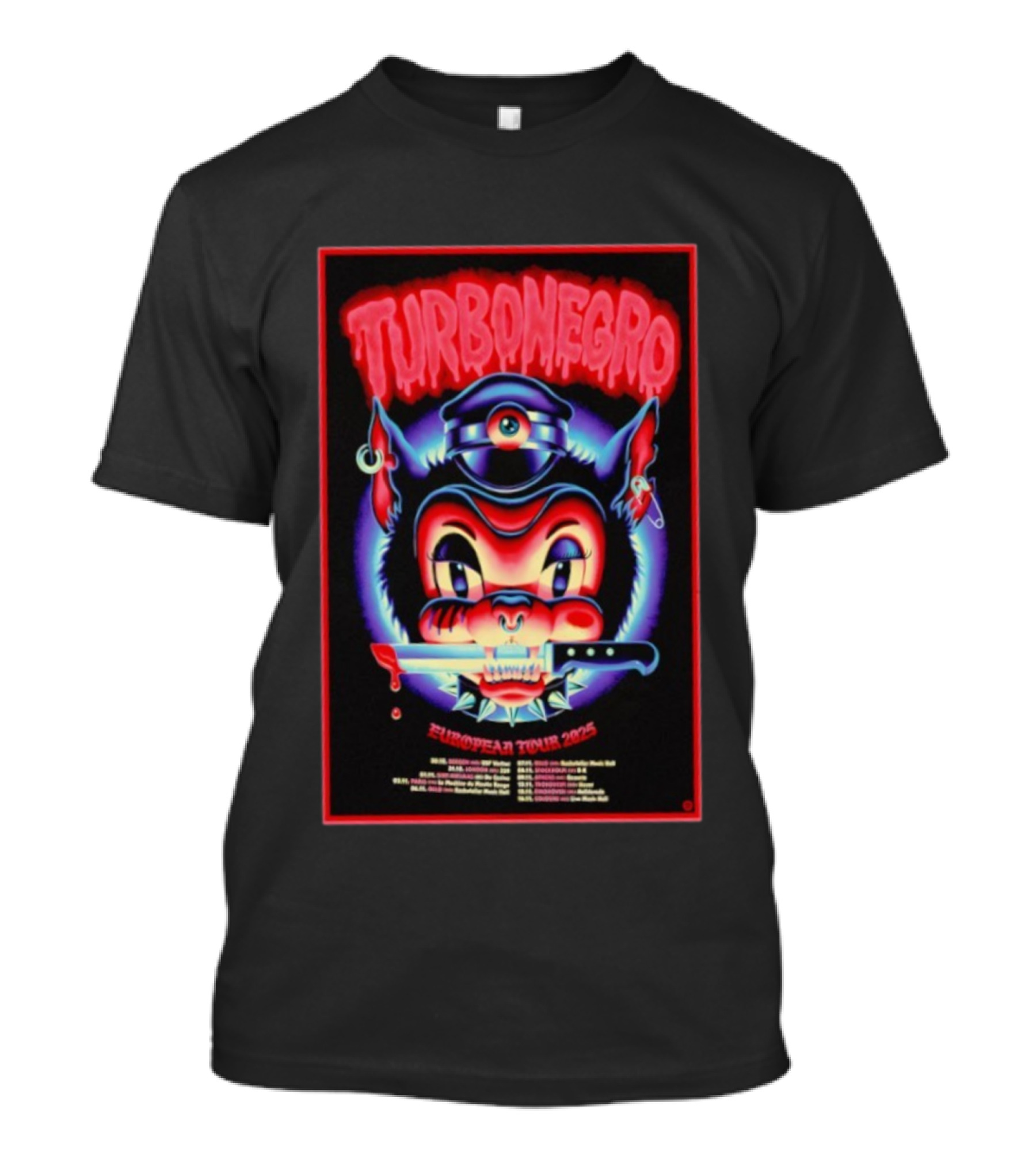 Turbonegro European Tour 2025 With Devilish Cat And Knife T-Shirt