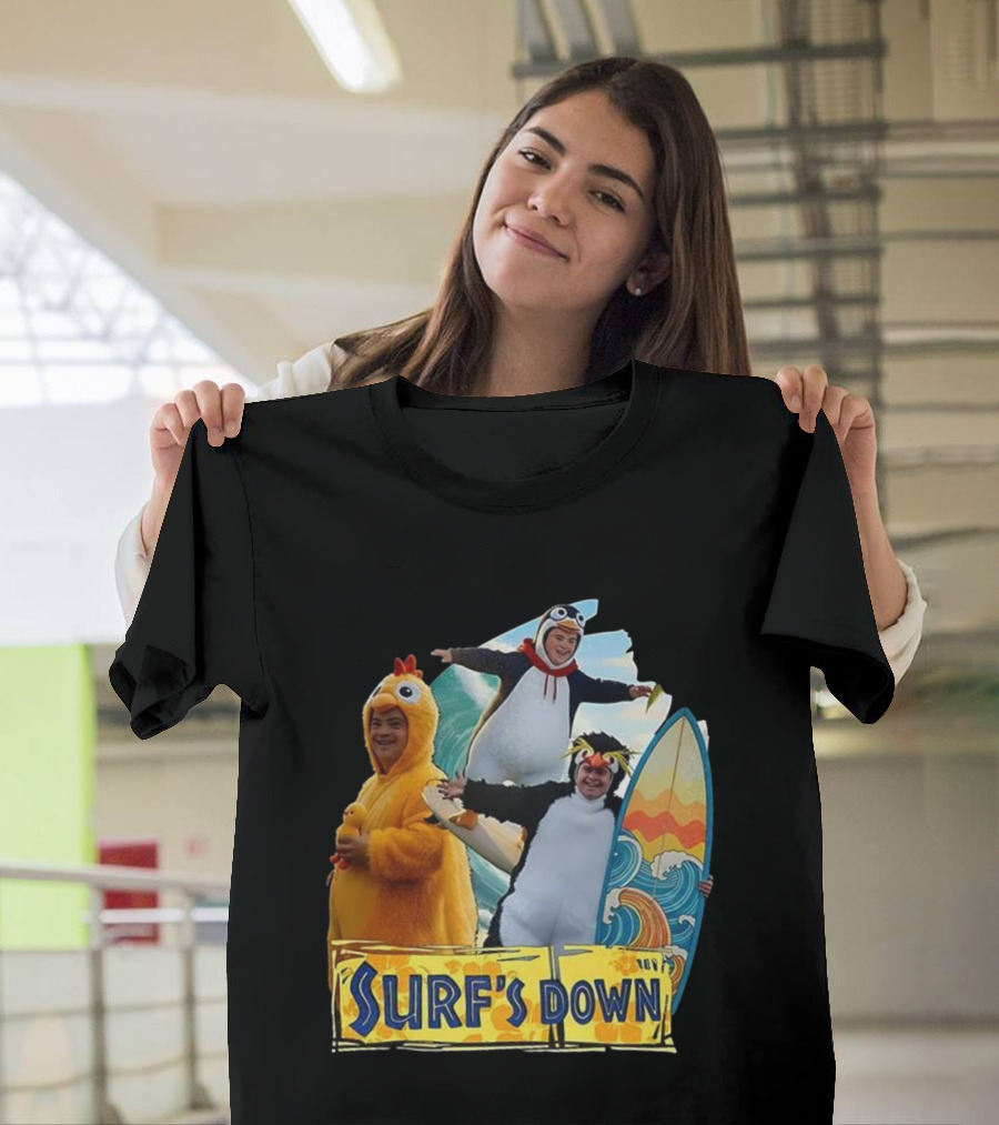 Penguins Surf's Down Wave Costume Fun T-Shirt