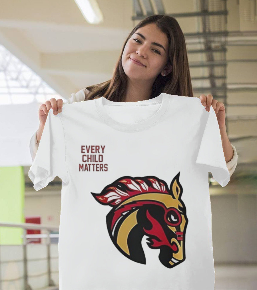 Calgary Wranglers Indigenous Heritage Every Child Matters Chinki Goodstoney T-Shirt