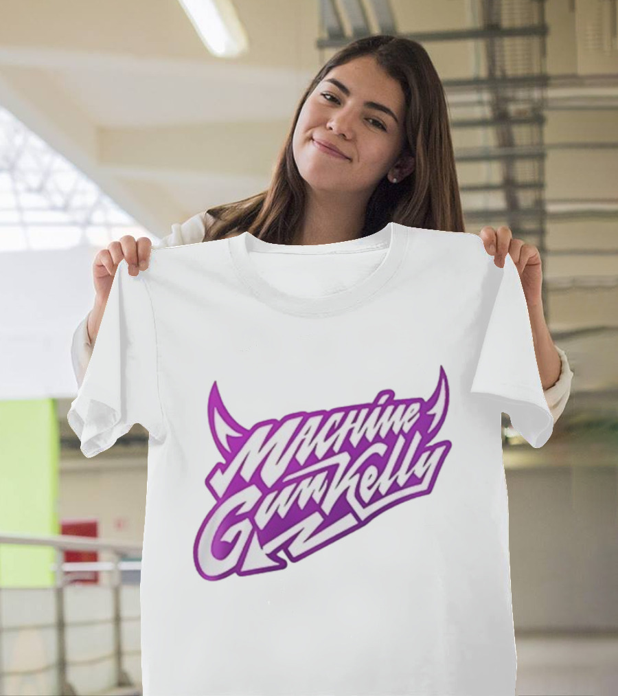 Machine Gun Kelly Ticket To My Downfall Tour 2025 Caricature Purple Stylized Text T-Shirt