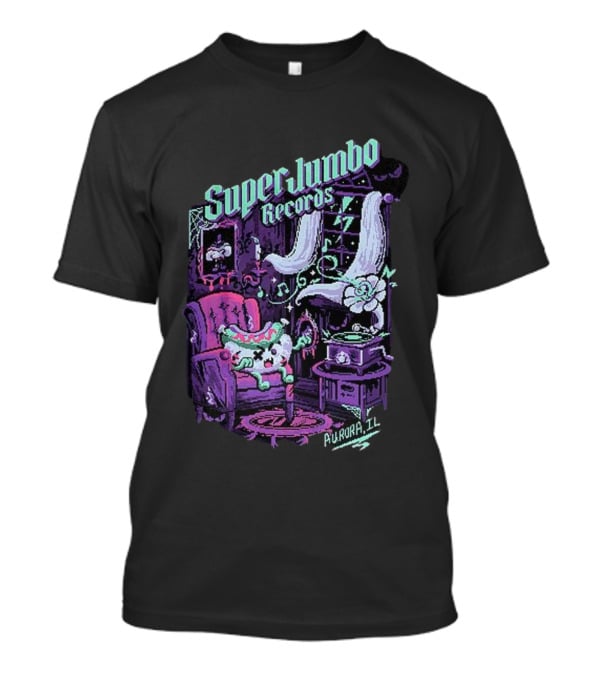 Zombie Frank Super Jumbo Records Aurora IL Pixel Art Style T-Shirt