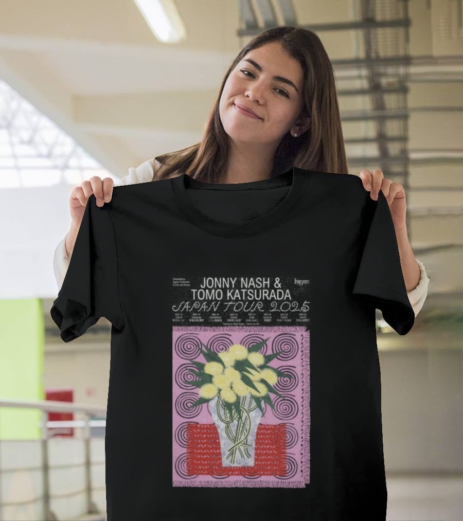 Tomo Katsurada X Jonny Nash Japan Tour 2025 Flowers Vase Art T-Shirt