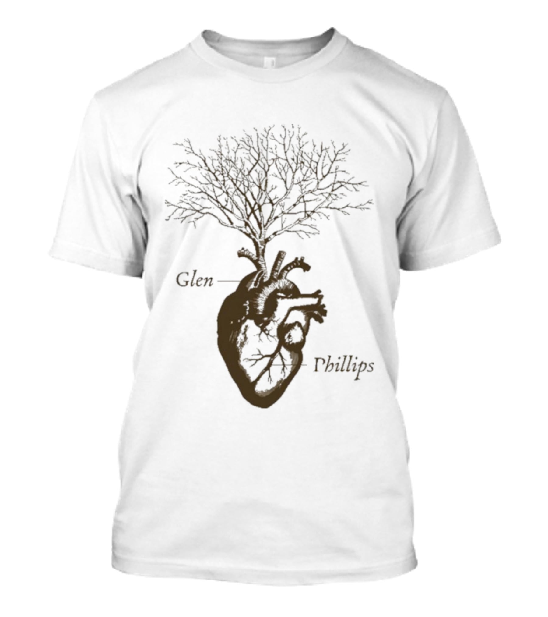 Glen Phillips Wooden Heart Tree Design T-Shirt