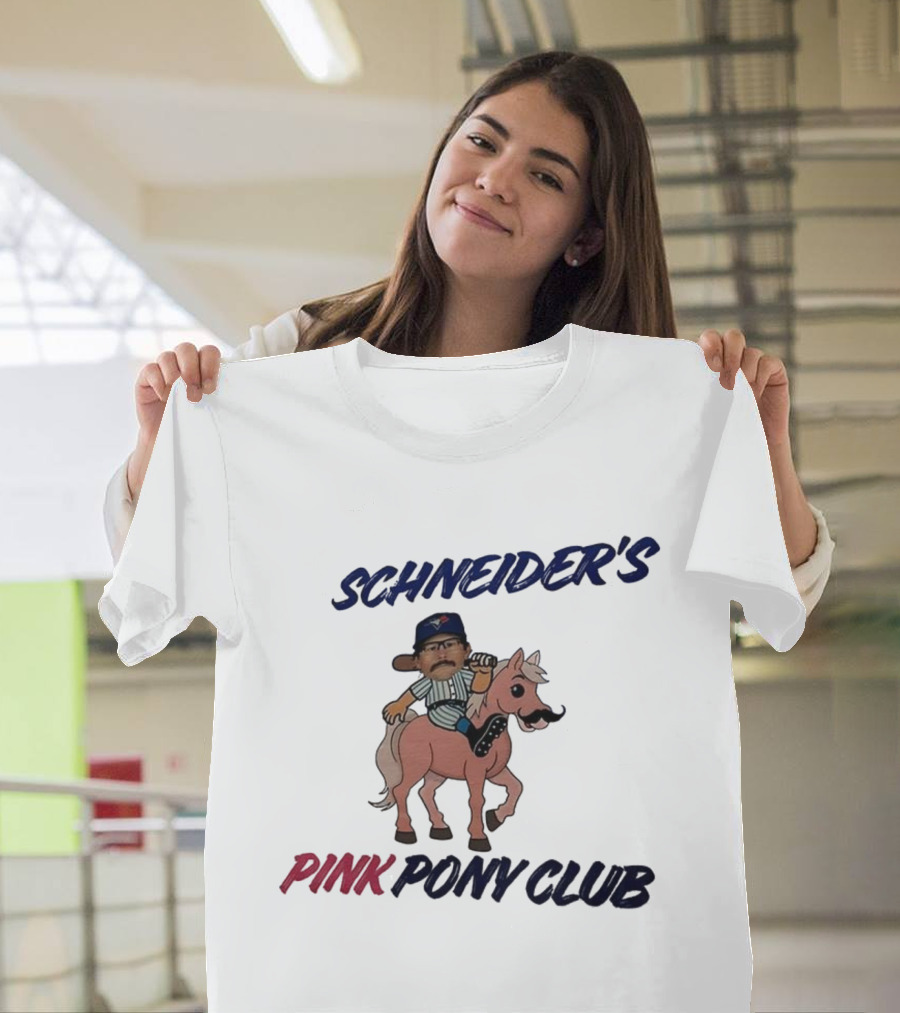 Schneider's Pink Pony Club Toronto Blue Jays Character Riding Cartoon Pony T-Shirt