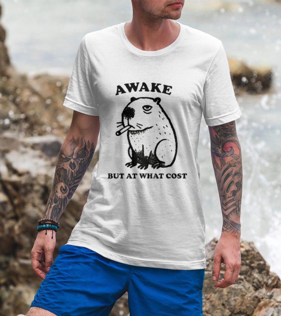 Awake Capybara Smoking Waffle But At What Cost T-Shirt