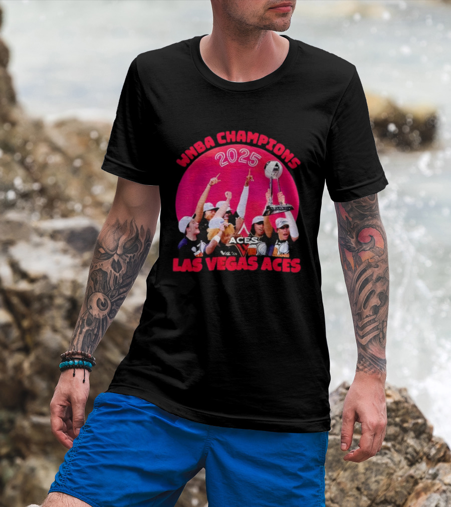 WNBA Champions 2025 Las Vegas Aces Pink Moon Celebration T-Shirt