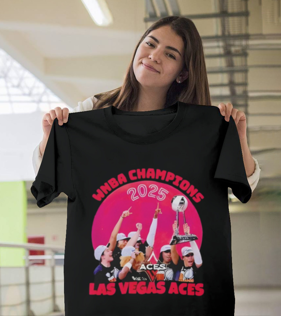 WNBA Champions 2025 Las Vegas Aces Pink Moon Celebration T-Shirt