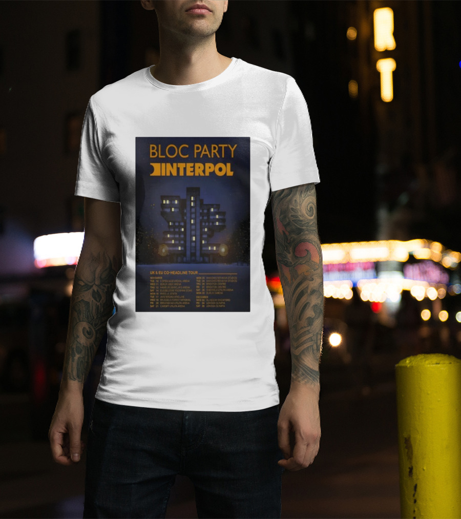 Bloc Party Interpol UK EU Co-Headline Tour November 2026 T-Shirt
