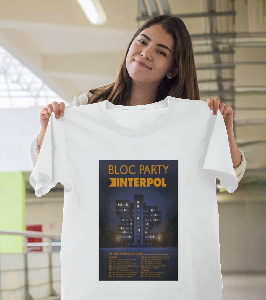 Bloc Party Interpol UK EU Co-Headline Tour November 2026 T-Shirt
