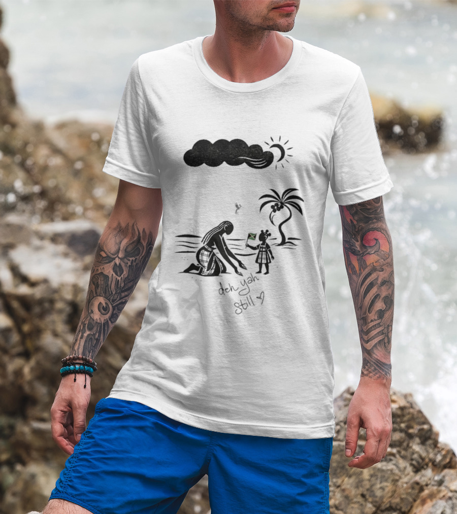 Jodie Turner-Smith X Project Hope Deh Yah Still Jamaican Flag Palm Tree Clouds Sun T-Shirt