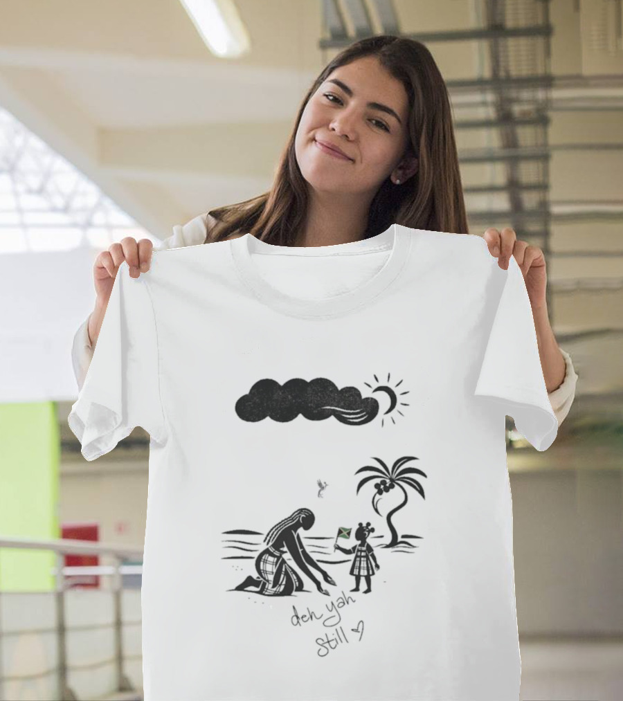 Jodie Turner-Smith X Project Hope Deh Yah Still Jamaican Flag Palm Tree Clouds Sun T-Shirt