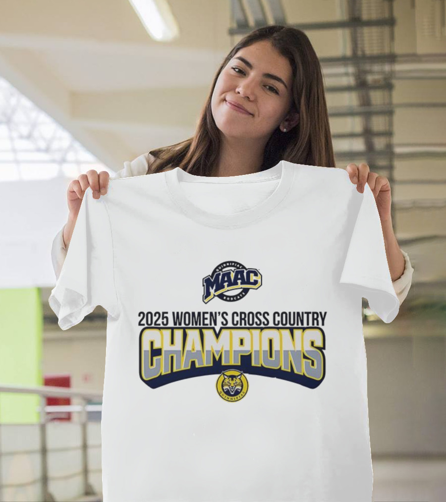Quinnipiac University 2025 Women's Cross Country Champions MAAC Logo T-Shirt